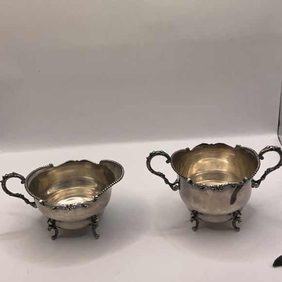 Vintage Rochester Stamping Co. Silver plated Sugar & Cream Bowl gold tone inside - Picture 1 of 7